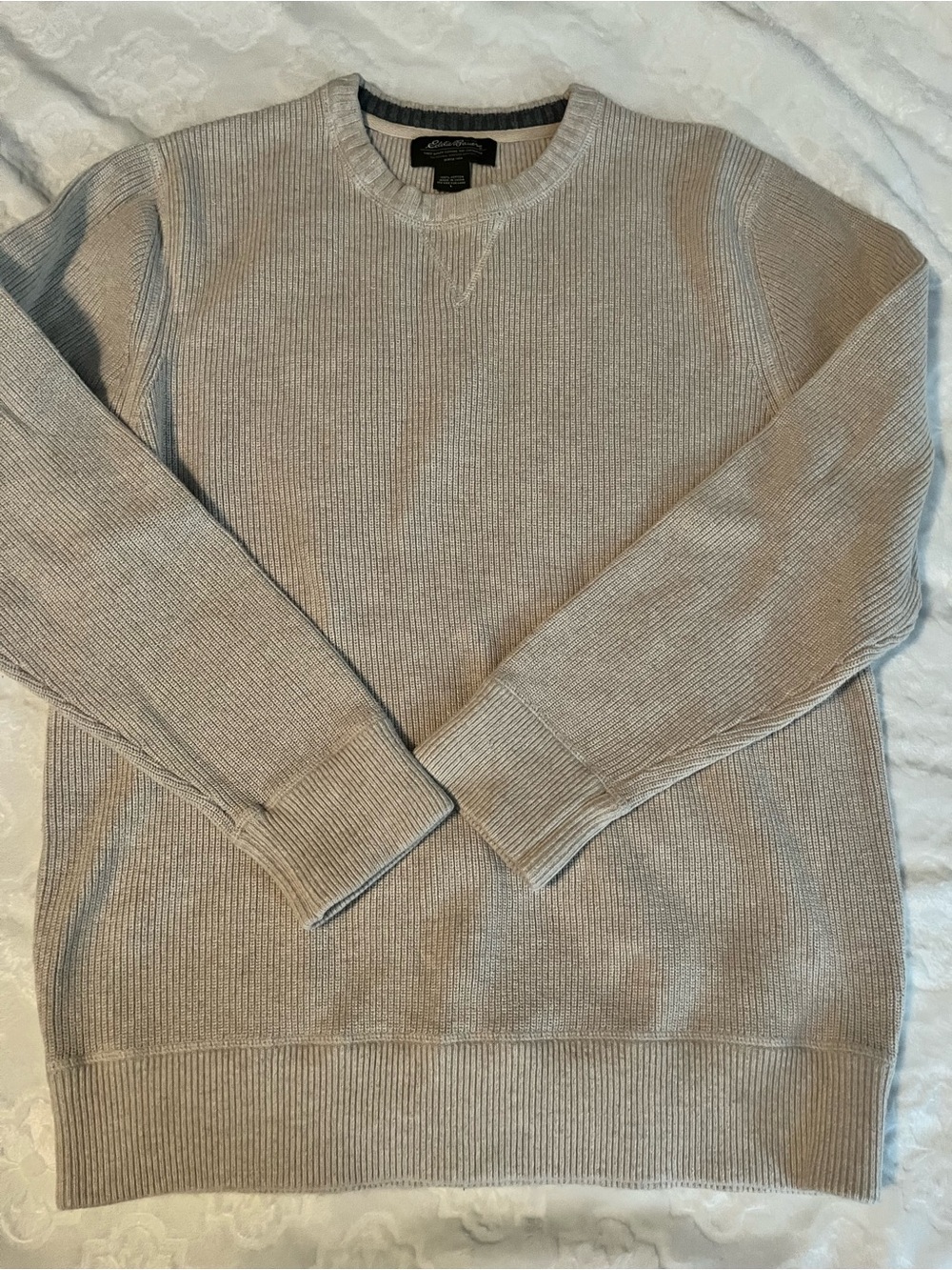 Eddie Bauer Men's Crewneck Ribbed Sweater - Light Beige